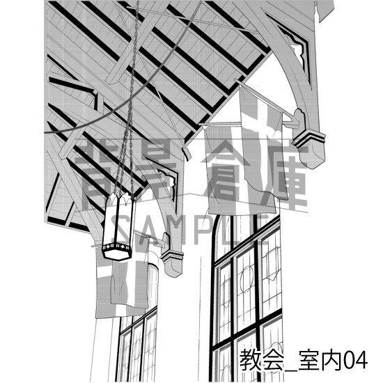 教会_背景素材集1(室内)_トーン