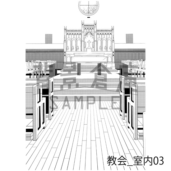教会_背景素材集1(室内)_トーン