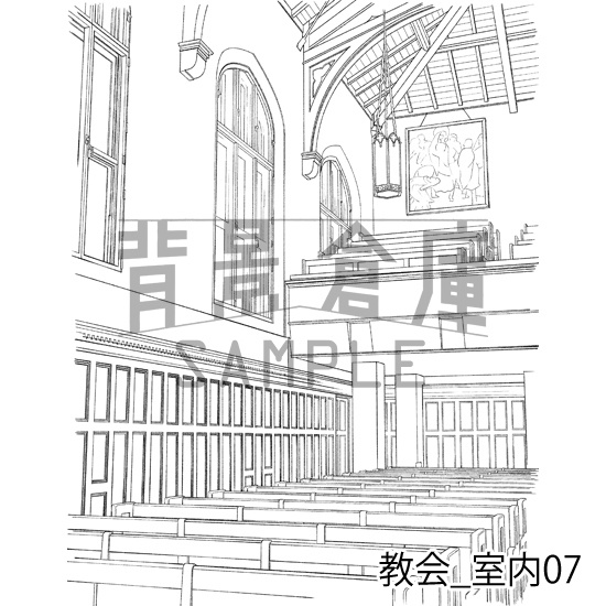 教会_背景素材集1(室内)_トーン