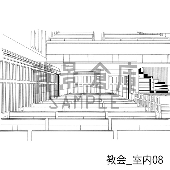 教会_背景素材集1(室内)_トーン