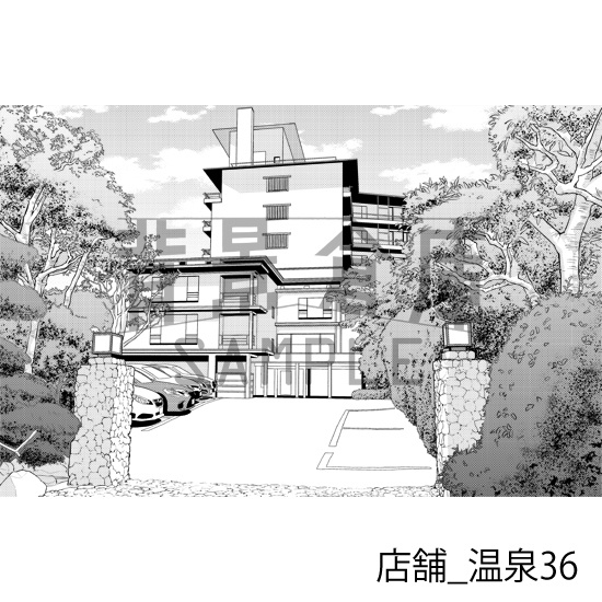 店舗_背景素材集29(温泉)_トーン