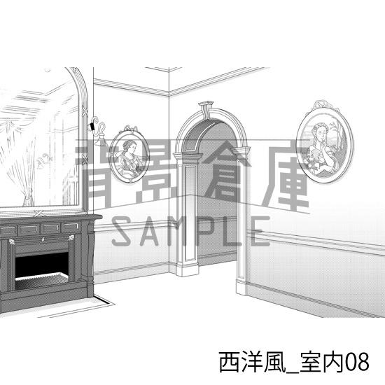 西洋風_背景素材集2(室内)_トーン