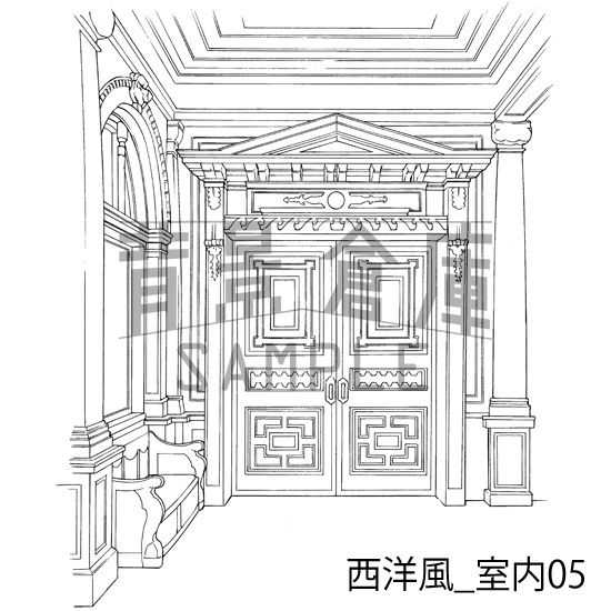 西洋風_背景素材集2(室内)_トーン