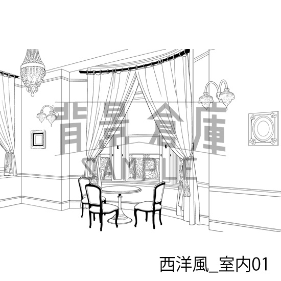 西洋風_背景素材集2(室内)_トーン