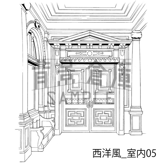 西洋風_背景素材集2(室内)_トーン
