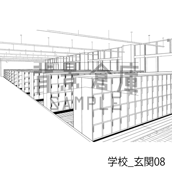 学校_背景素材集39(玄関)_トーン