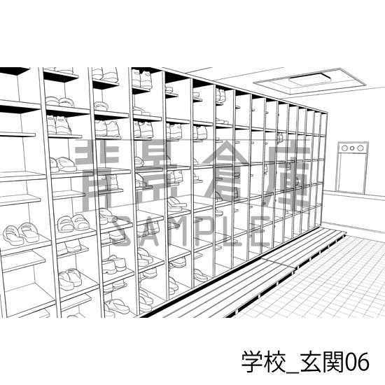 学校_背景素材集39(玄関)_トーン