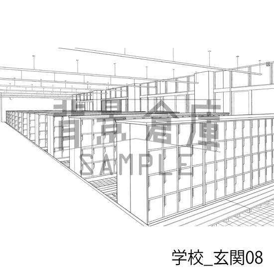 学校_背景素材集39(玄関)_トーン