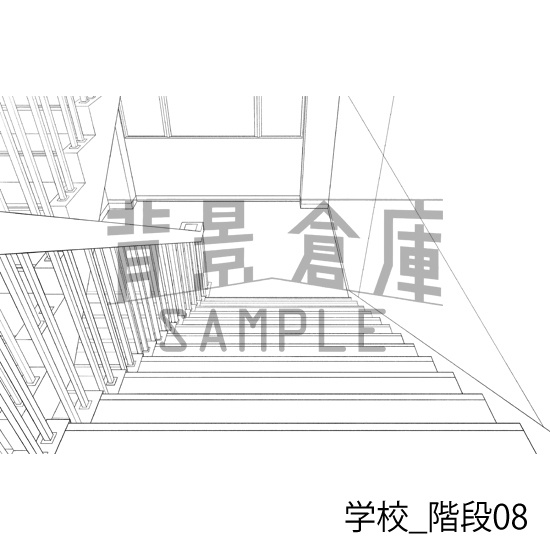 学校_背景素材集40(階段)_トーン