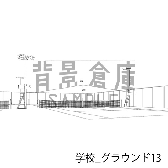 学校_背景素材集43(グラウンド)_トーン