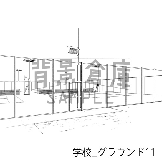 学校_背景素材集43(グラウンド)_トーン