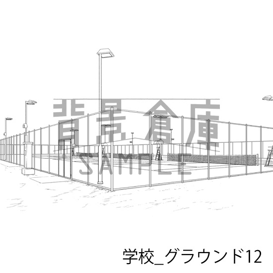 学校_背景素材集43(グラウンド)_トーン