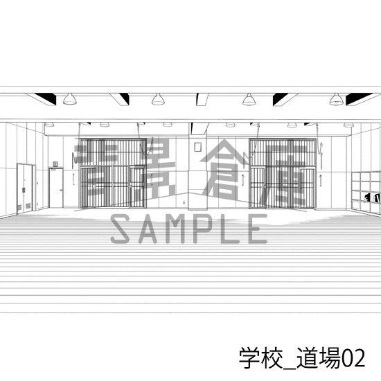 学校_背景素材集44(道場)_トーン