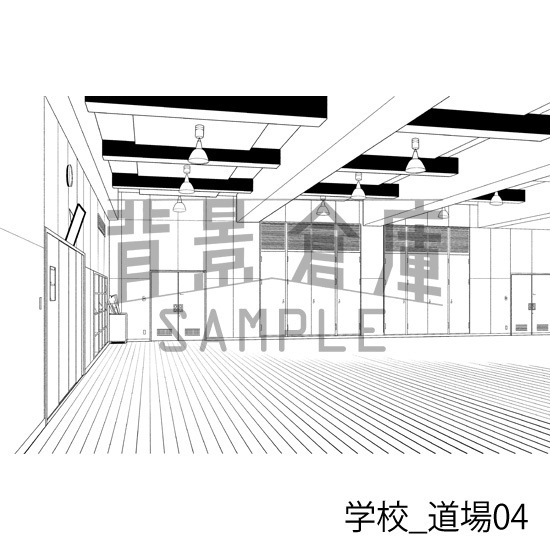 学校_背景素材集44(道場)_トーン