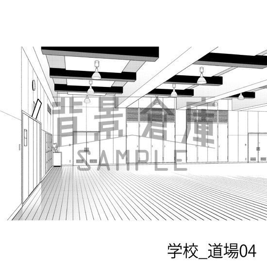 学校_背景素材集44(道場)_トーン