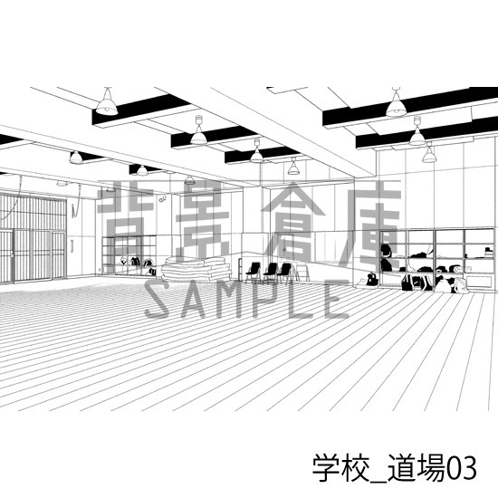 学校_背景素材集44(道場)_トーン
