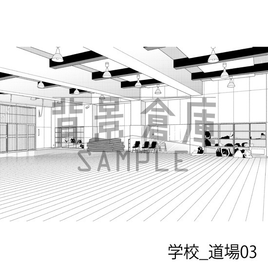 学校_背景素材集44(道場)_トーン