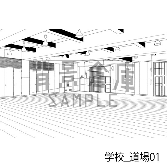 学校_背景素材集44(道場)_トーン