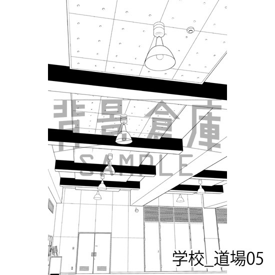 学校_背景素材集44(道場)_トーン