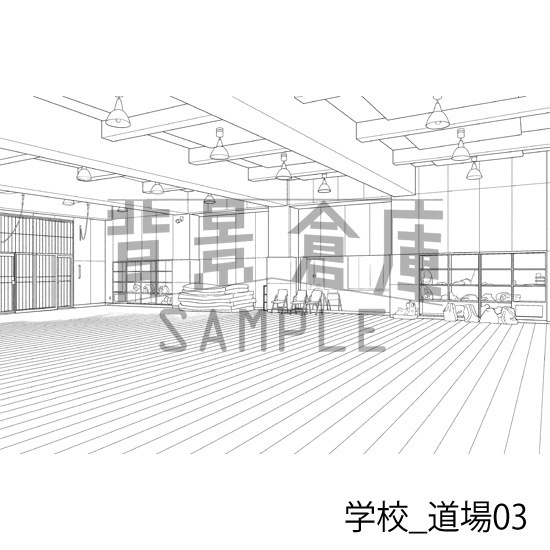 学校_背景素材集44(道場)_トーン