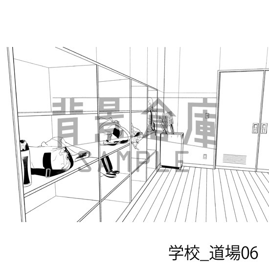 学校_背景素材集44(道場)_トーン
