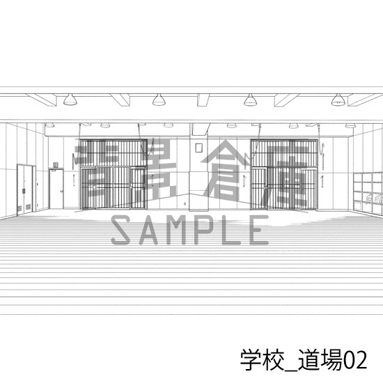 学校_背景素材集44(道場)_トーン