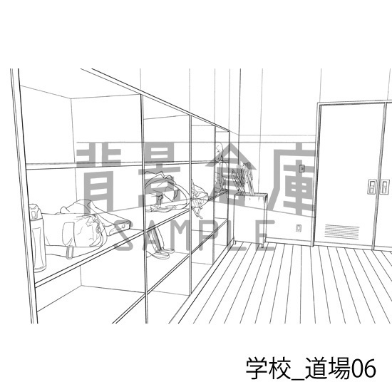 学校_背景素材集44(道場)_トーン