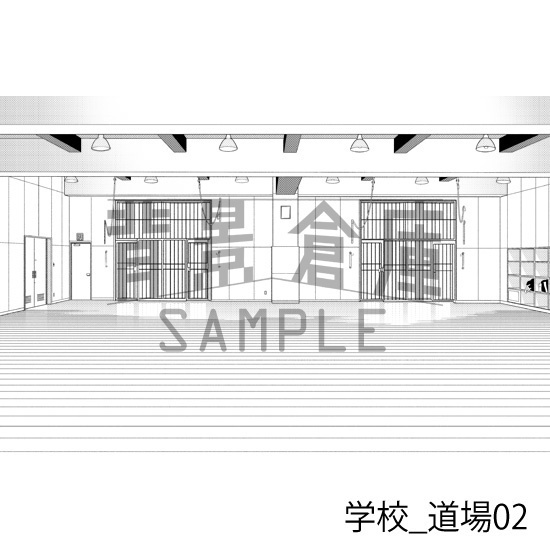 学校_背景素材集44(道場)_トーン