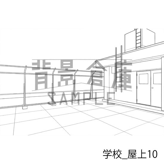 学校_背景素材集45(屋上)_トーン