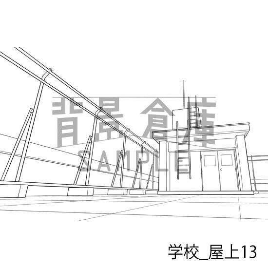 学校_背景素材集45(屋上)_トーン