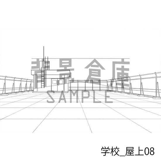 学校_背景素材集45(屋上)_トーン