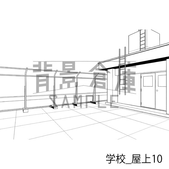 学校_背景素材集45(屋上)_トーン