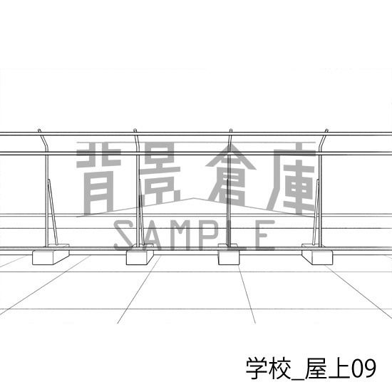 学校_背景素材集45(屋上)_トーン