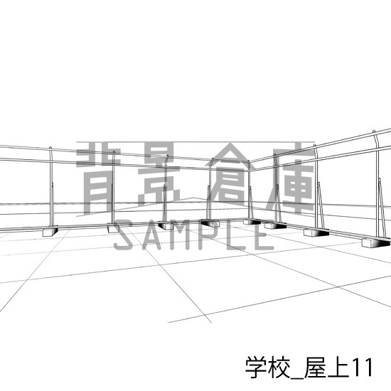 学校_背景素材集45(屋上)_トーン