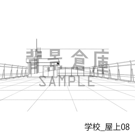 学校_背景素材集45(屋上)_トーン