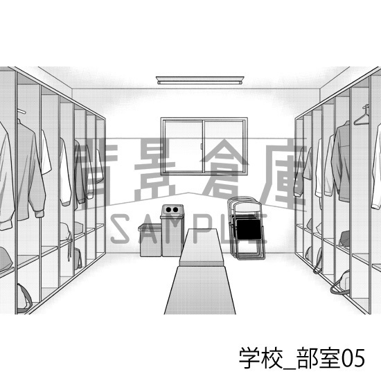 学校_背景素材集46(部室)_トーン