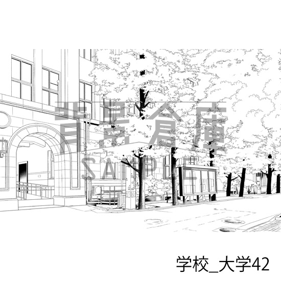 学校_背景素材集48(大学)_トーン
