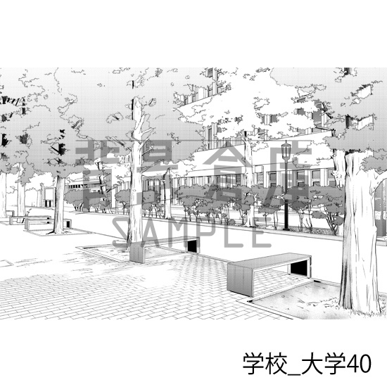 学校_背景素材集48(大学)_トーン