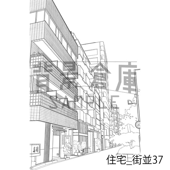 住宅_背景素材集24(街並)_トーン