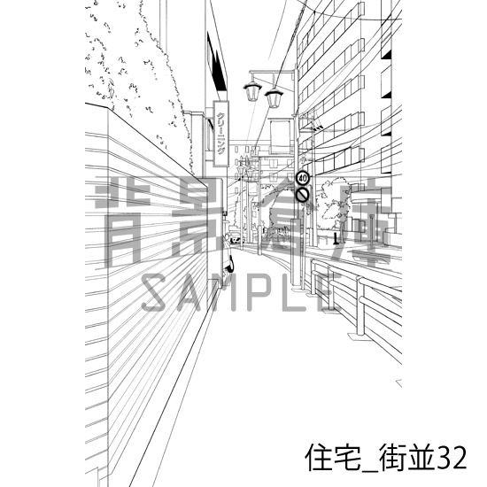 住宅_背景素材集24(街並)_トーン