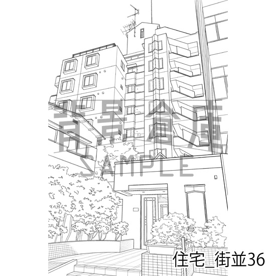 住宅_背景素材集24(街並)_トーン