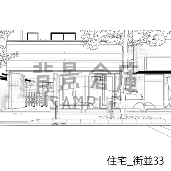 住宅_背景素材集24(街並)_トーン