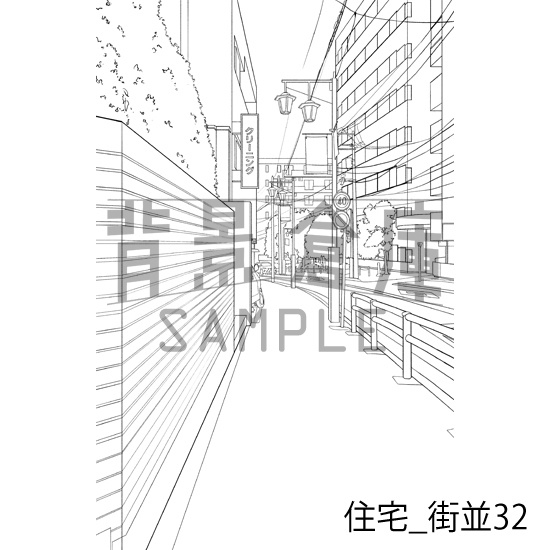 住宅_背景素材集24(街並)_トーン