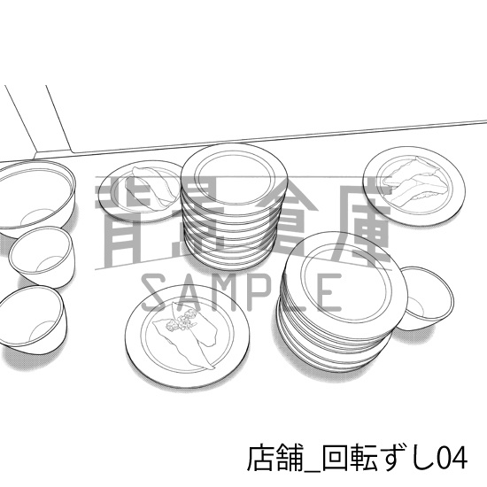 店舗_背景素材集32(回転ずし)_トーン