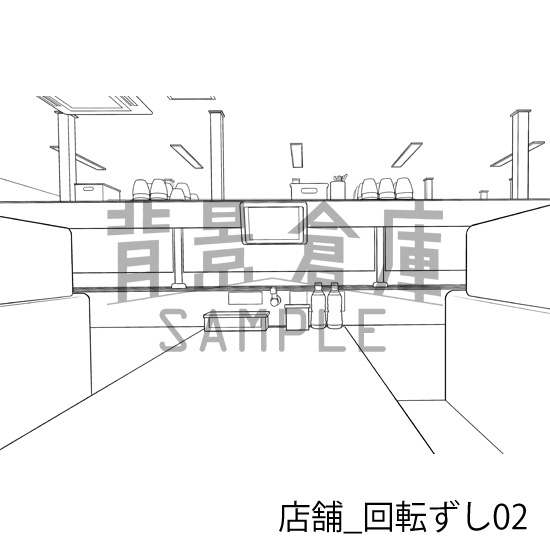 店舗_背景素材集32(回転ずし)_トーン