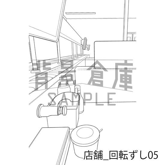 店舗_背景素材集32(回転ずし)_トーン