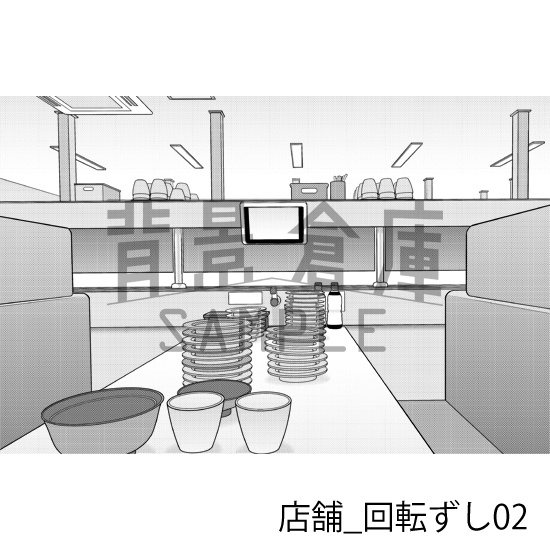 店舗_背景素材集32(回転ずし)_トーン