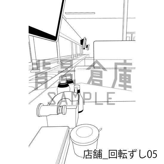 店舗_背景素材集32(回転ずし)_トーン