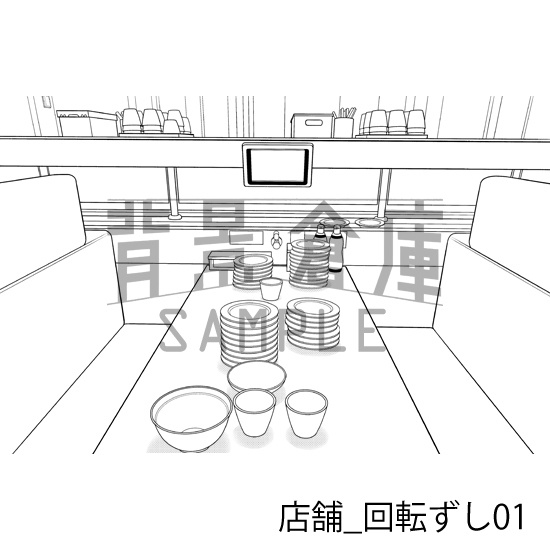 店舗_背景素材集32(回転ずし)_トーン