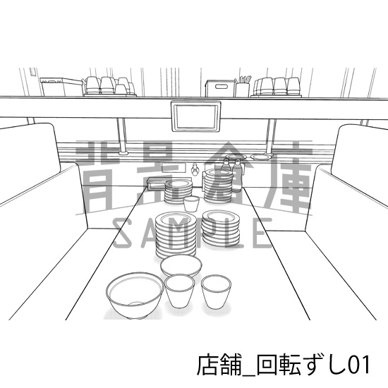 店舗_背景素材集32(回転ずし)_トーン